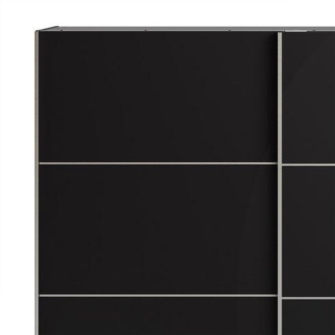 Verona Sliding Wardrobe 180cm in Black Matt with Black Matt Doors with 5 Shelves